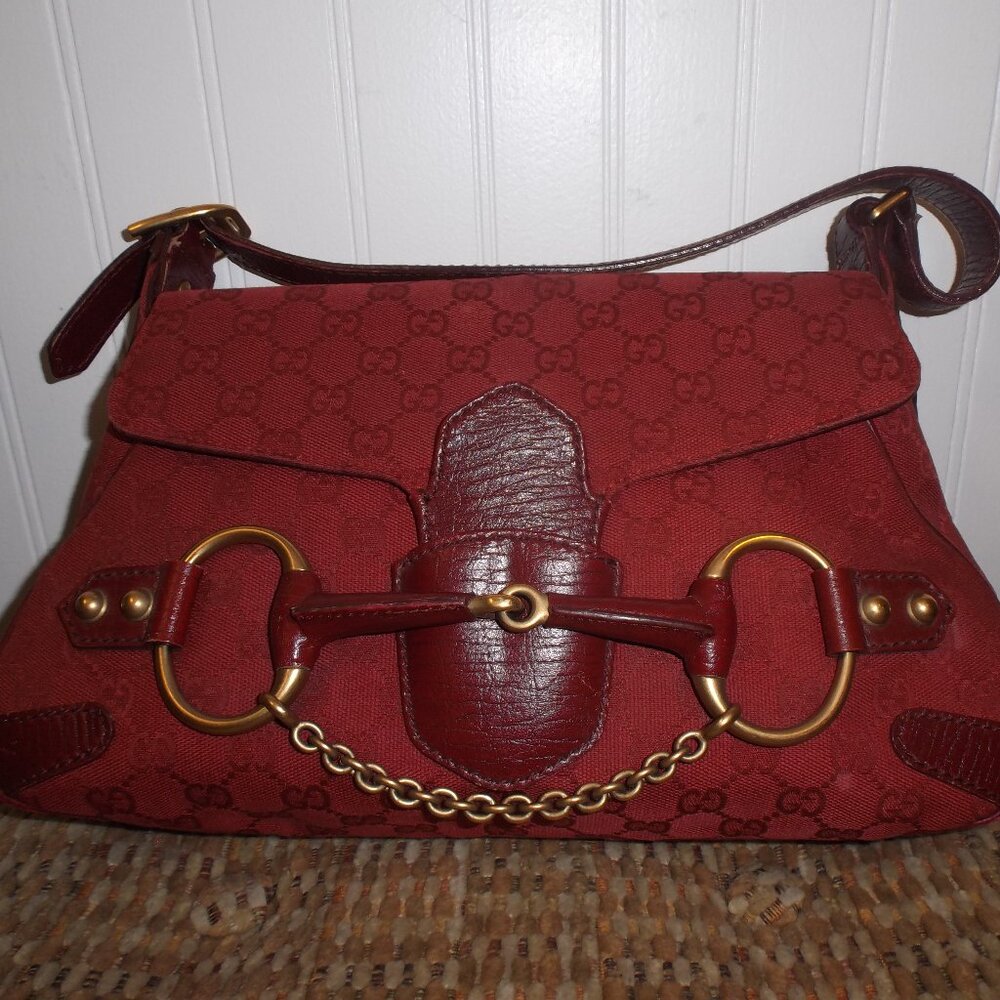 Gucci Tom Ford Era Horsebit Crimson Red Shoulder Bag